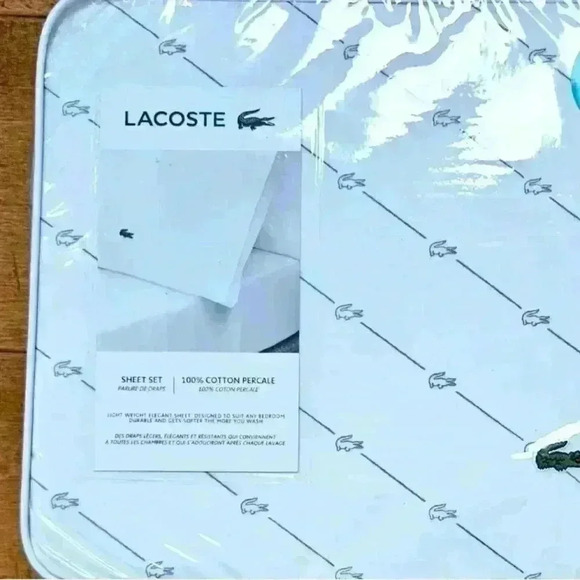 NIP Lacoste Full sheet set 100% cotton alligator print - Picture 1 of 2
